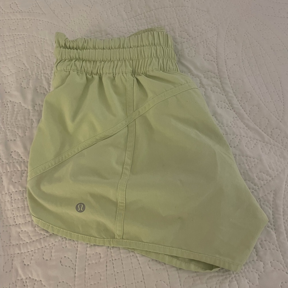 lululemon track that shorts 4” neon green